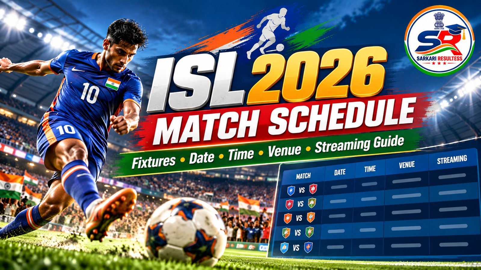 ISL 2026 Match Schedule: Fixtures, Date, Time, Venue aur Streaming Guide