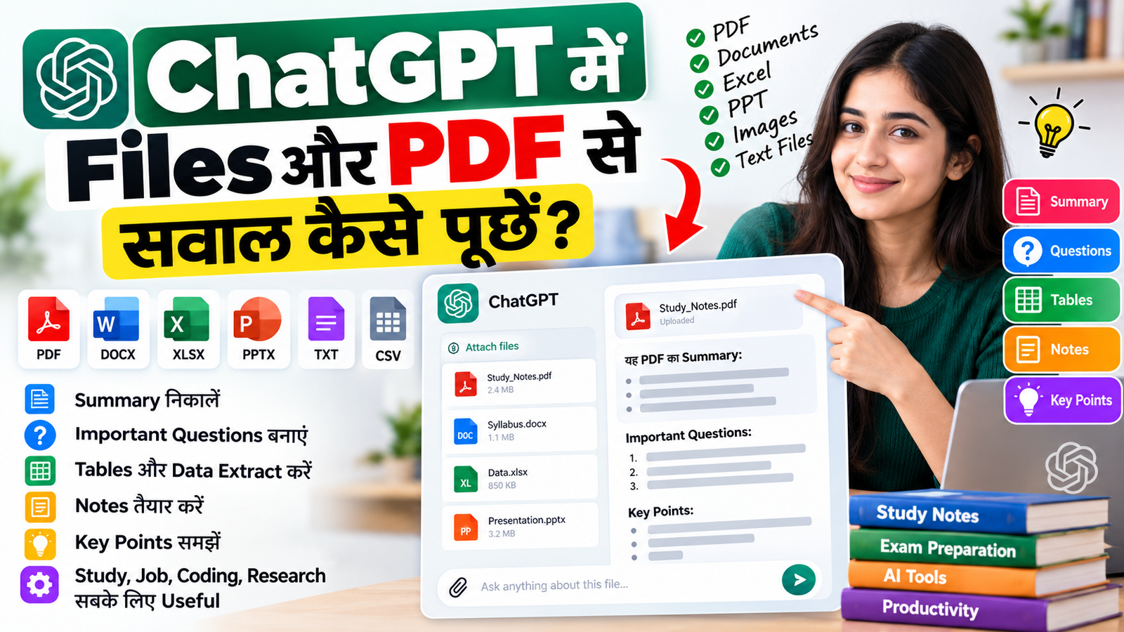 ChatGPT में Files और PDF से सवाल कैसे पूछें Full Guide 2026 | Sarkari Resultess
