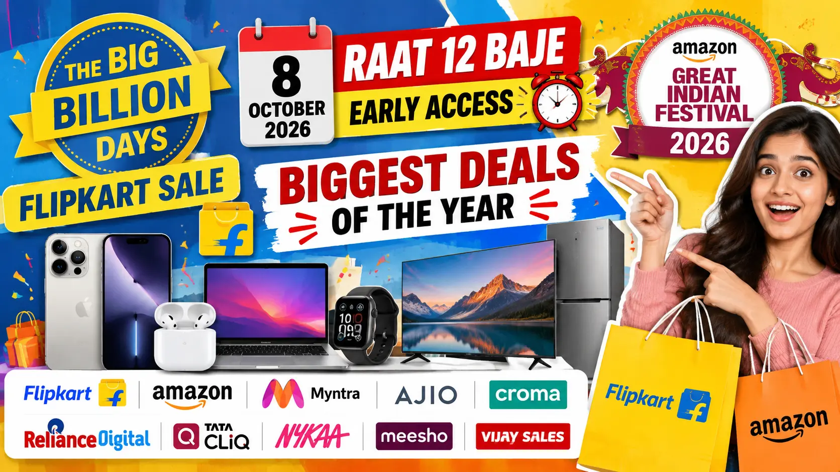 Big Billion Days 2026: 8 October Raat 12 Baje Flipkart Ki Sabse Badi Festive Sale, Early Access & Offers