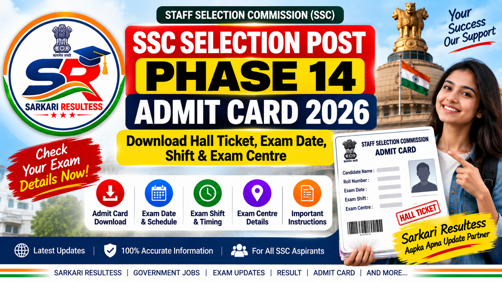 SSC Selection Post Phase 14 Admit Card 2026: Download Hall Ticket, Exam Date, Shift & Exam Centre