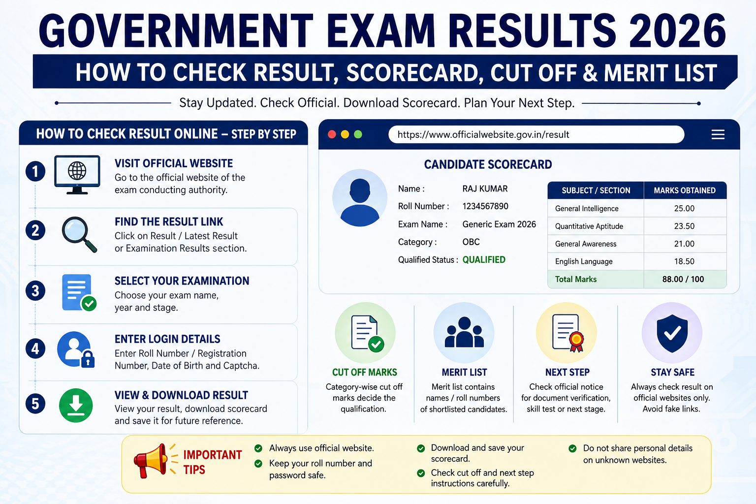 Government Exam Results 2026: How to Check Result, Scorecard, Cut Off and Merit List